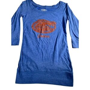 Florida Gators Womens Shirt Size Small Orange Glitter 3/4 Sleeve Blue Scoop Neck